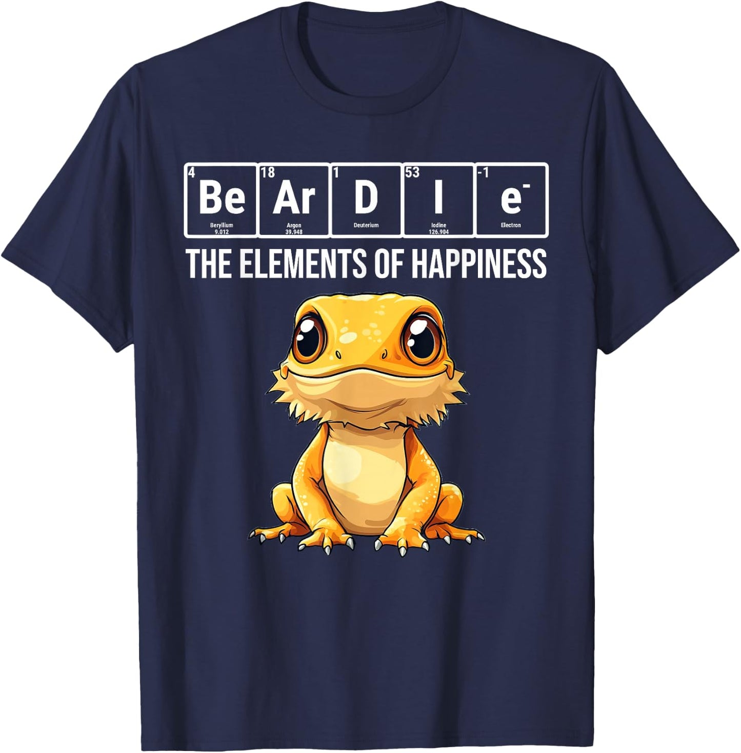 Beardie Periodic Table Elements Chemistry Bearded Dragon T-Shirt - T-Shirt | Navy