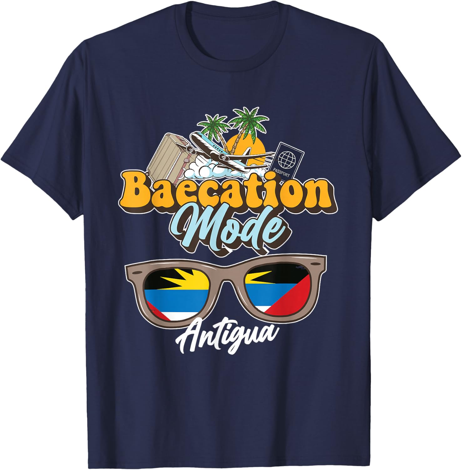 Baecation Antigua Bound Couple Travel Goal Vacation Trip T-Shirt - T-Shirt | Navy