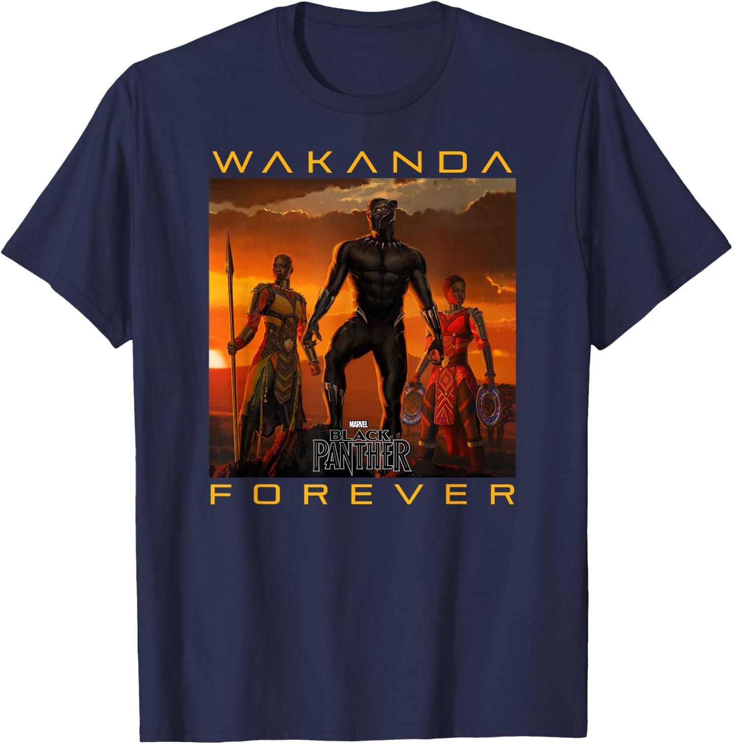 Marvel Black Panther Movie Wakanda Forever Small T-Shirt - T-Shirt | Navy