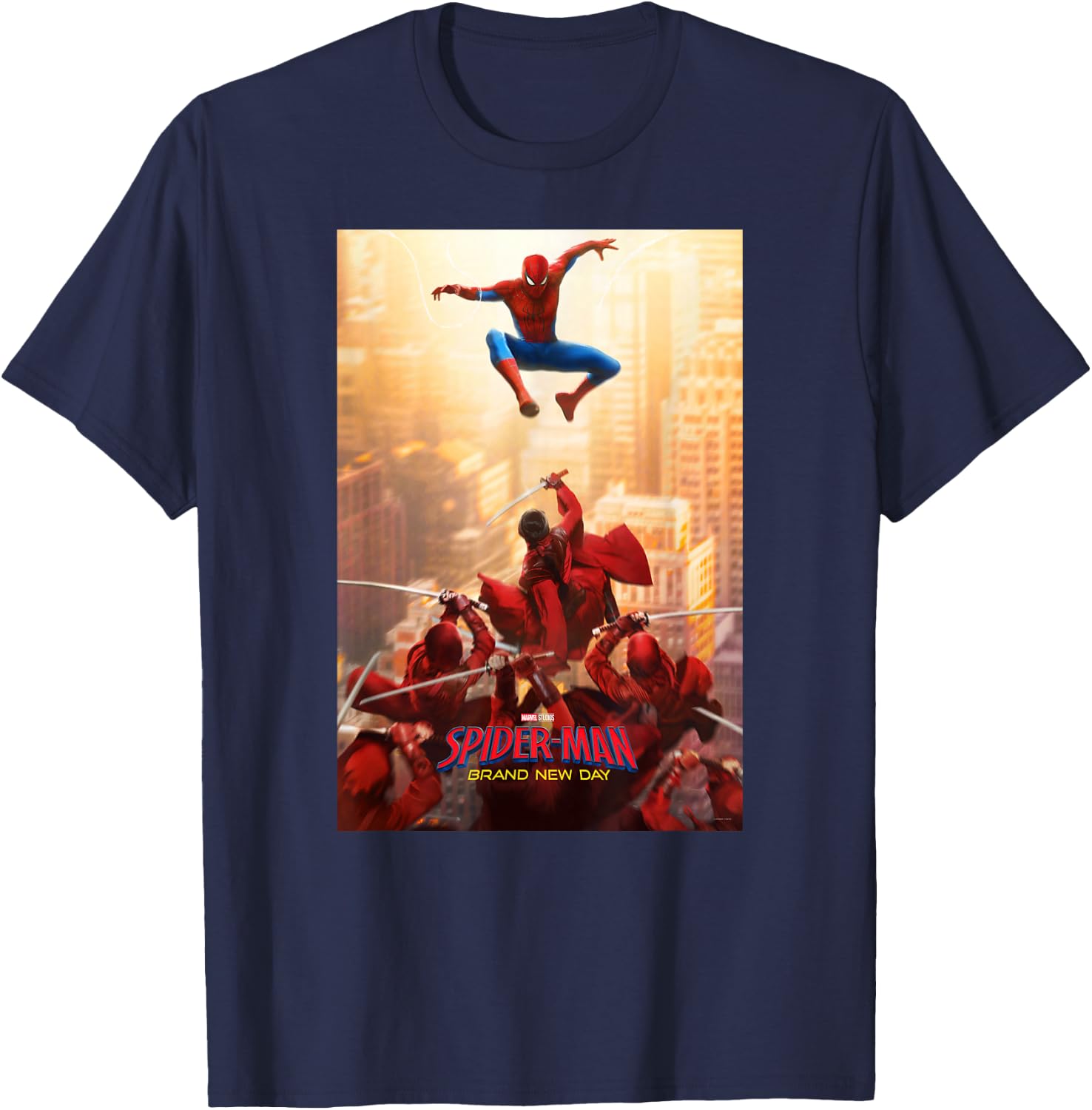 Marvel Studios Spider-Man BND Movie 2026 Hand Ninja Poster T-Shirt - T-Shirt | Navy
