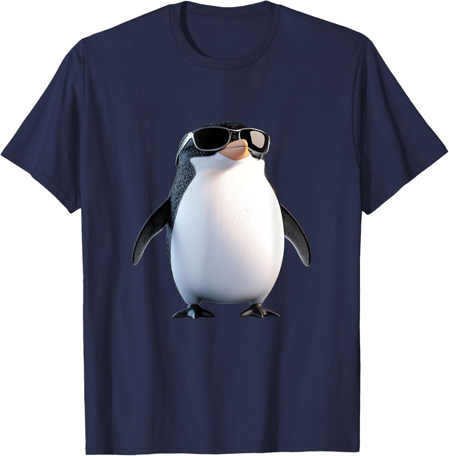 Penguin with Sunglasses - Cool Design for Penguin Fans , Black, S T-Shirt - T-Shirt | Navy