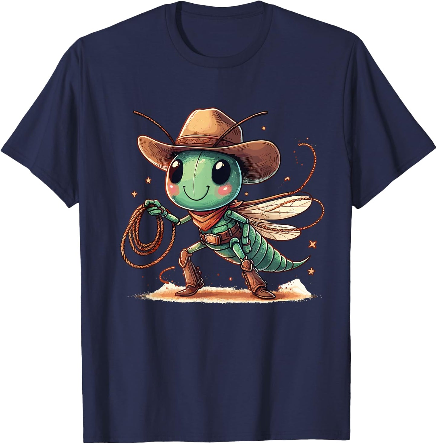 Western Rodeo Cowboy Hat Grasshopper Texas Animals T-Shirt - T-Shirt | Navy