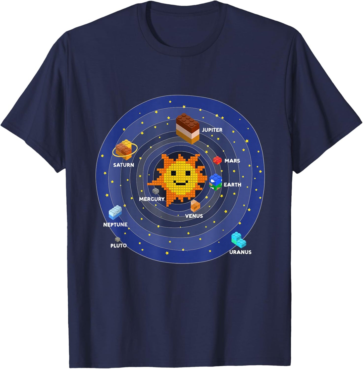 Master Builder Space Brick Building Solar System Science Kid T-Shirt - T-Shirt | Navy