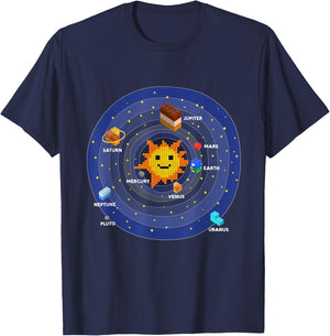 Master Builder Space Brick Building Solar System Science Kid T-Shirt - T-Shirt | Navy