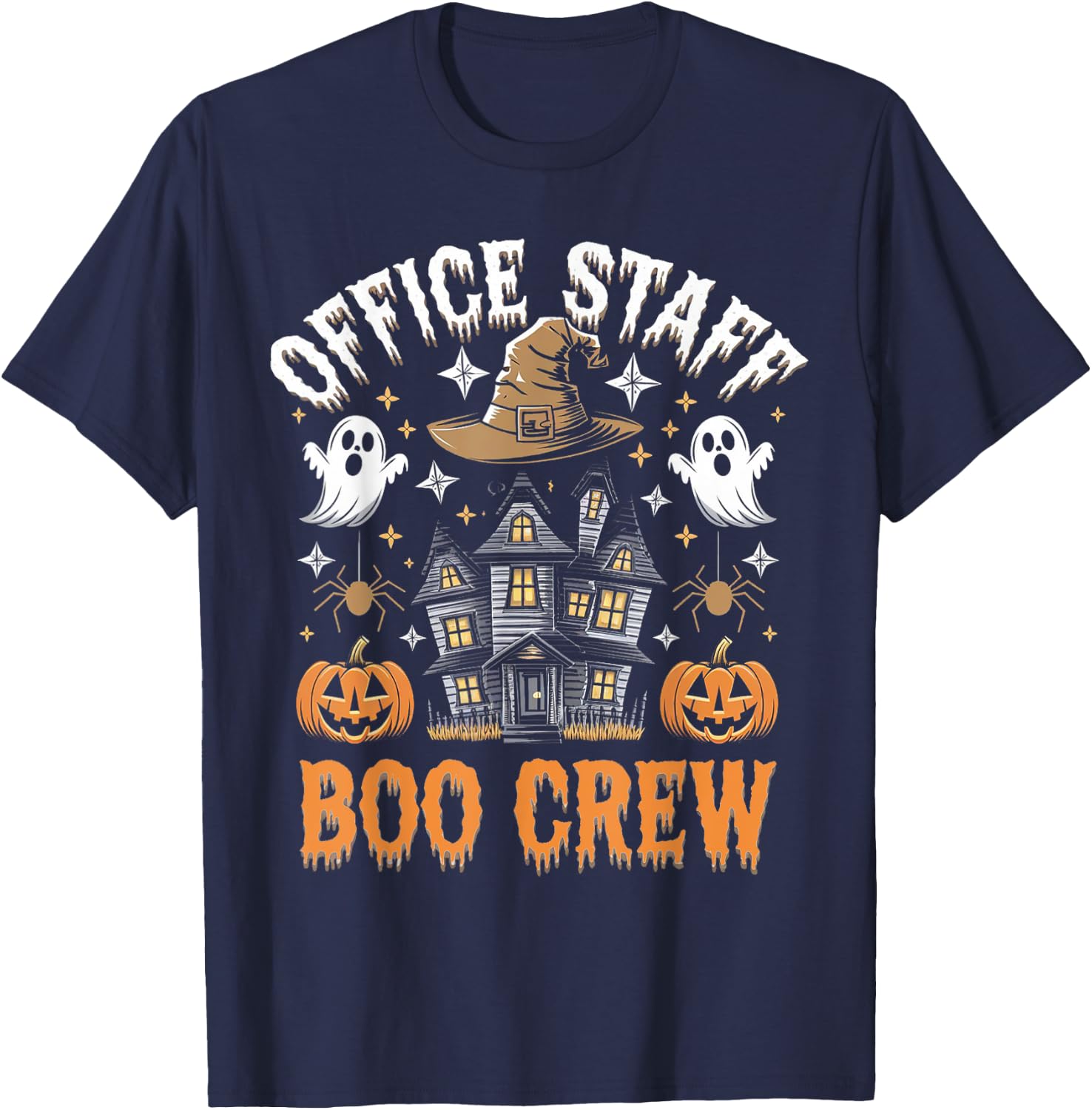 Office Staff Boo Crew Funny Halloween Matching Costume T-Shirt - T-Shirt | Navy