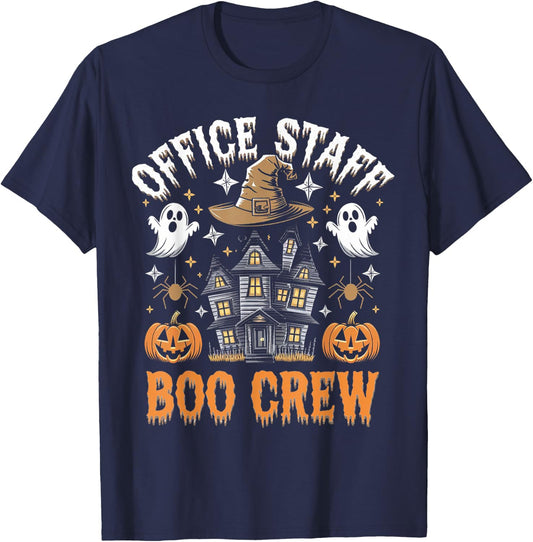 Office Staff Boo Crew Funny Halloween Matching Costume T-Shirt - T-Shirt | Navy