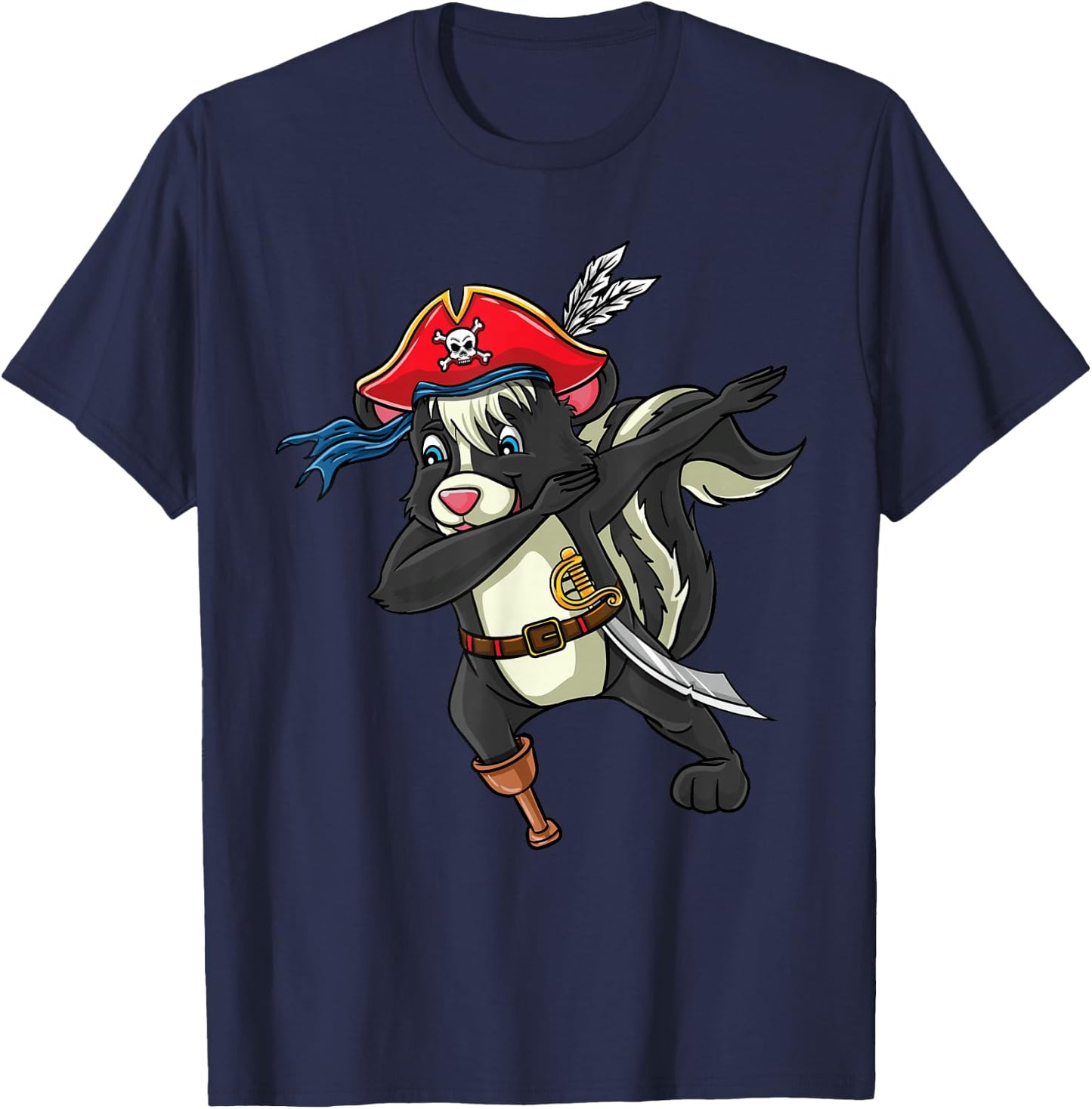 Dabbing Pirate Skunk Halloween T-Shirt - T-Shirt | Navy