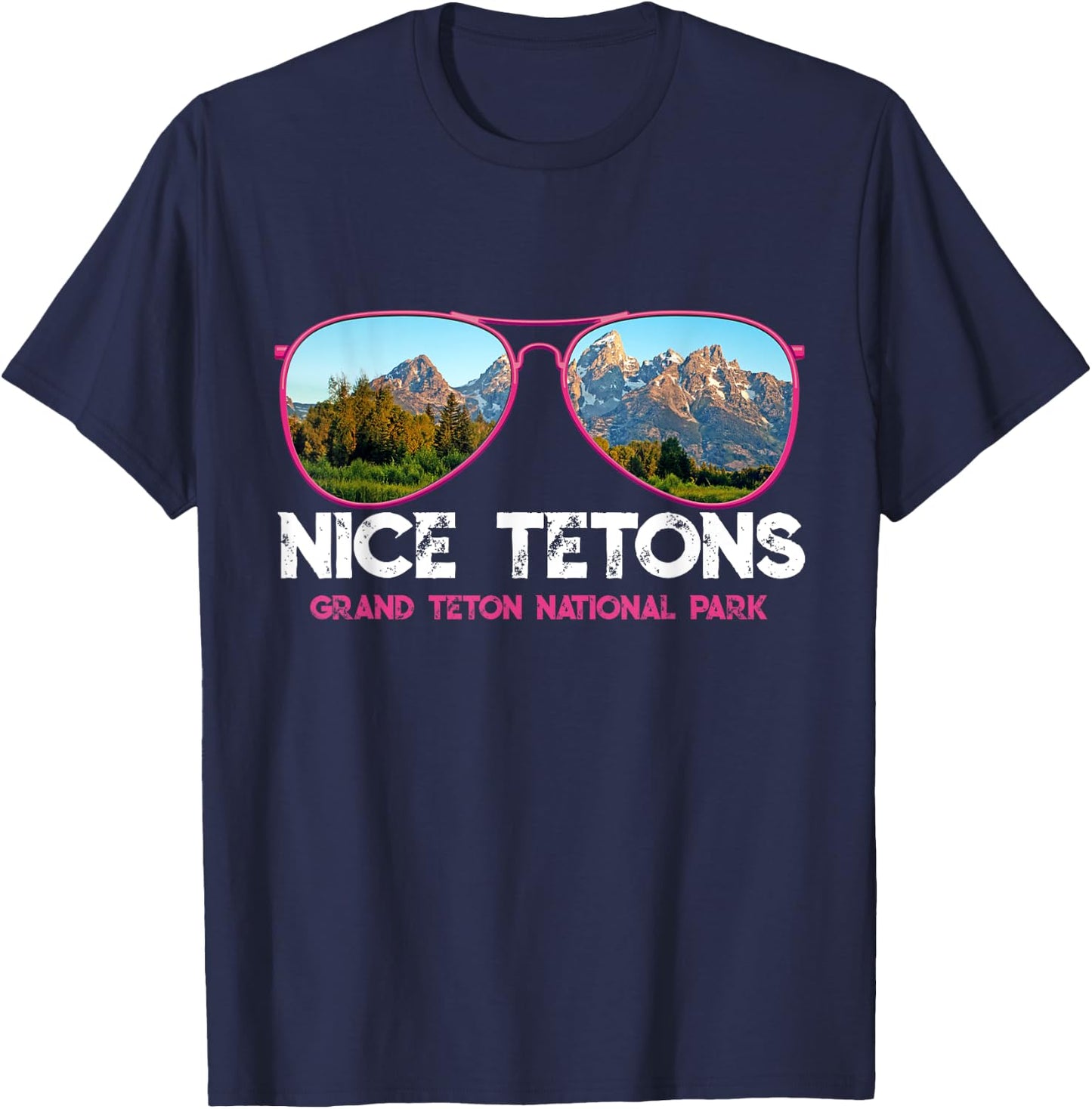 Punny Nice Tetons Teton Mountain T-Shirt - T-Shirt | Navy