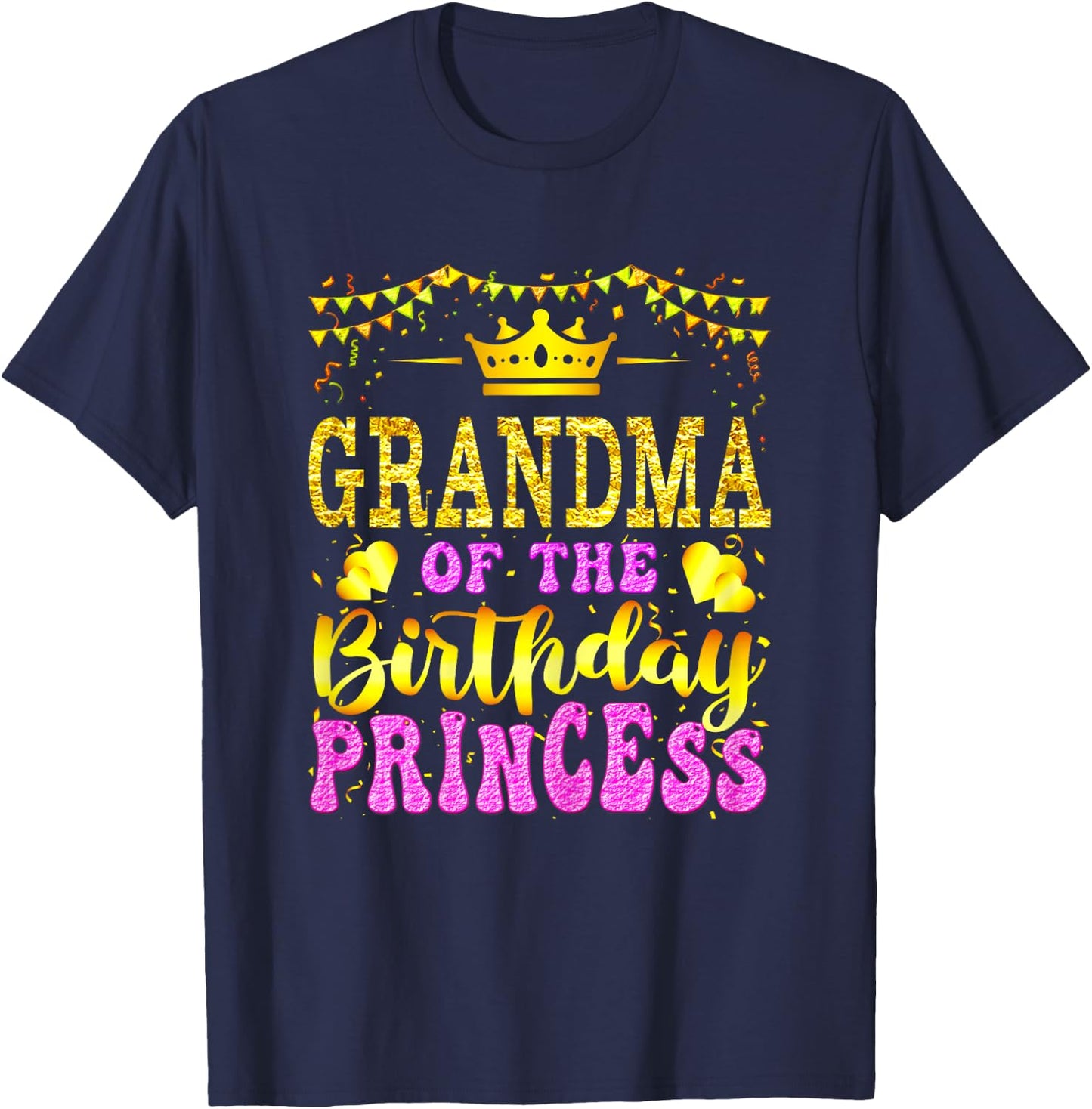 Grandma Of The Birthday Princess Party Matching Family T-Shirt - T-Shirt | Navy