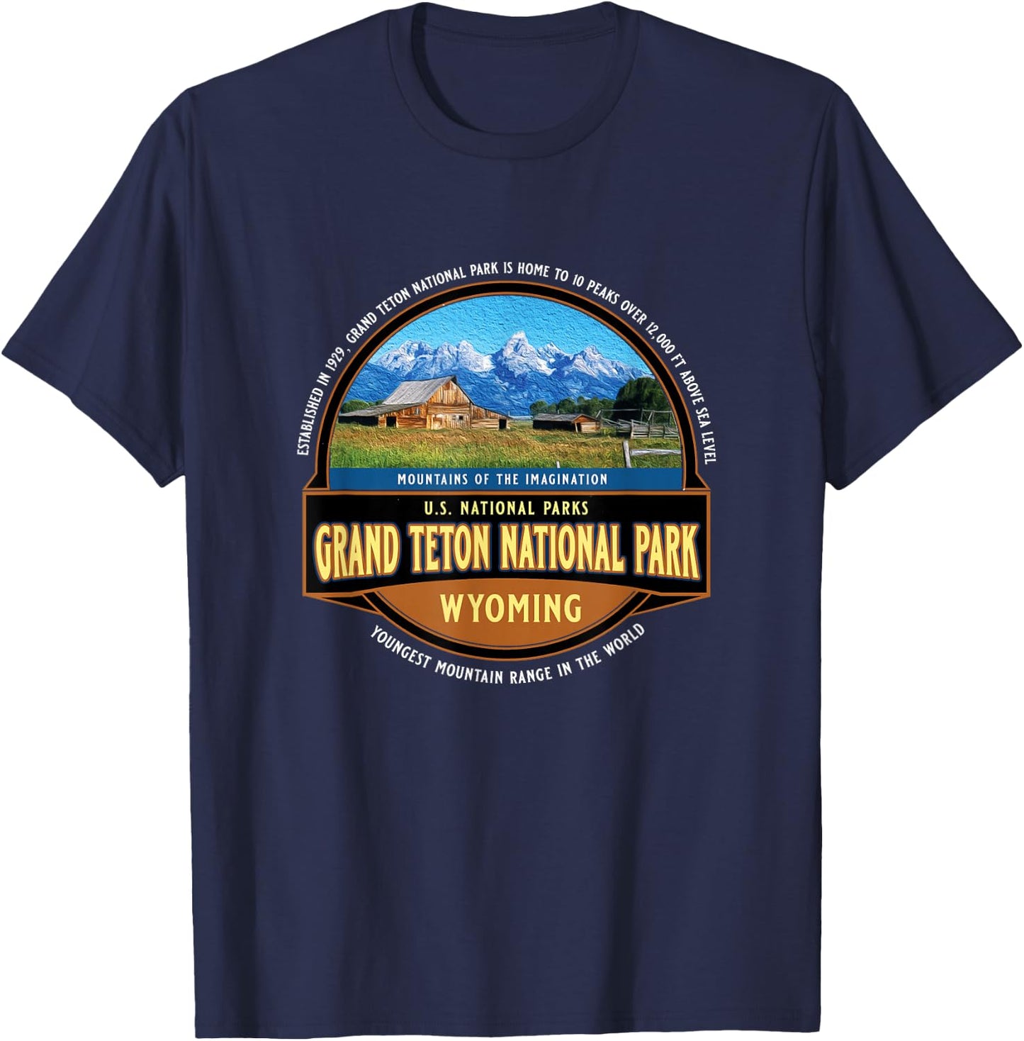 Grand Teton National Park Wyoming USA Mountains Souvenir T-Shirt - T-Shirt | Navy