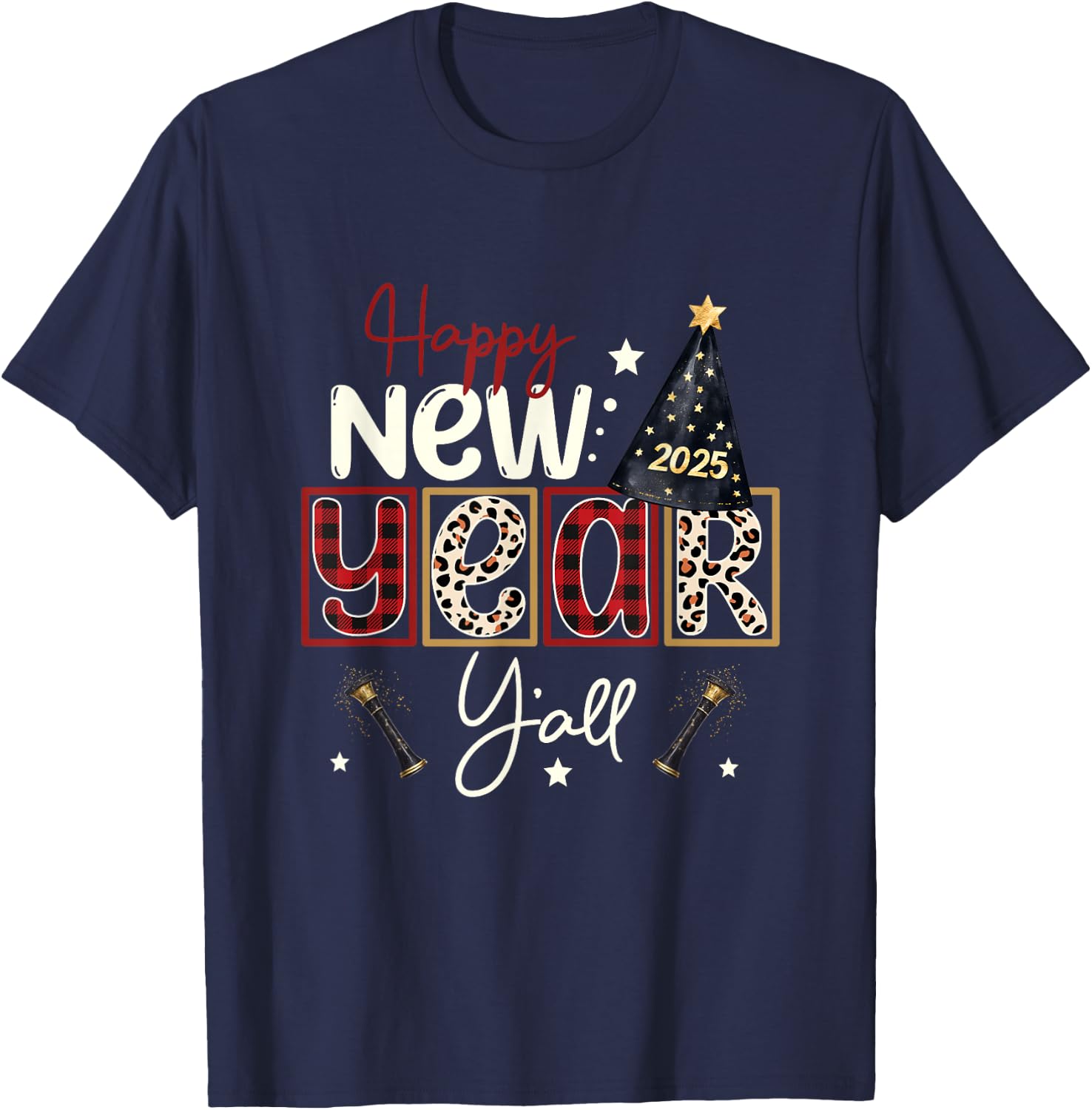 Happy New Year 2025 Men Women Kids New Years Eve T-Shirt - T-Shirt | Navy