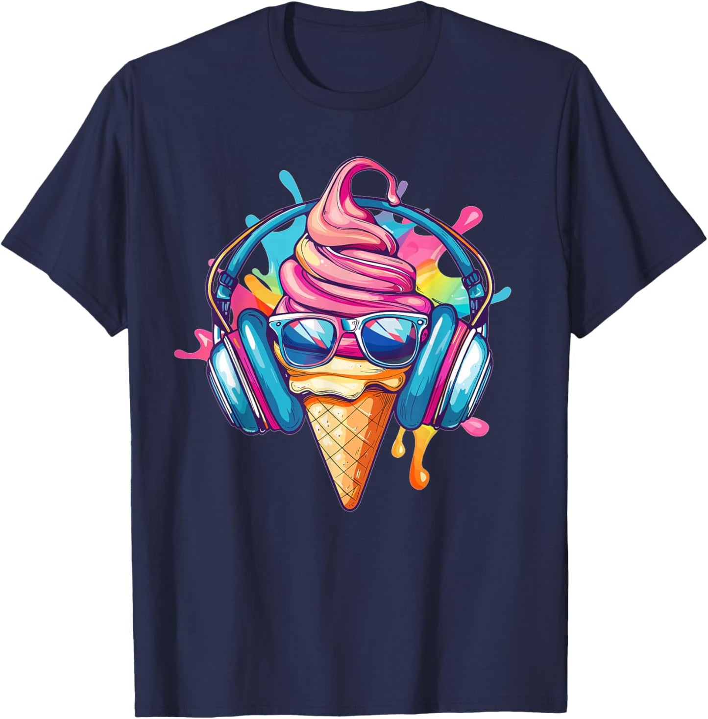 Cooles Eis mit Sonnenbrille I Lustiges Eis T-Shirt - T-Shirt | Navy