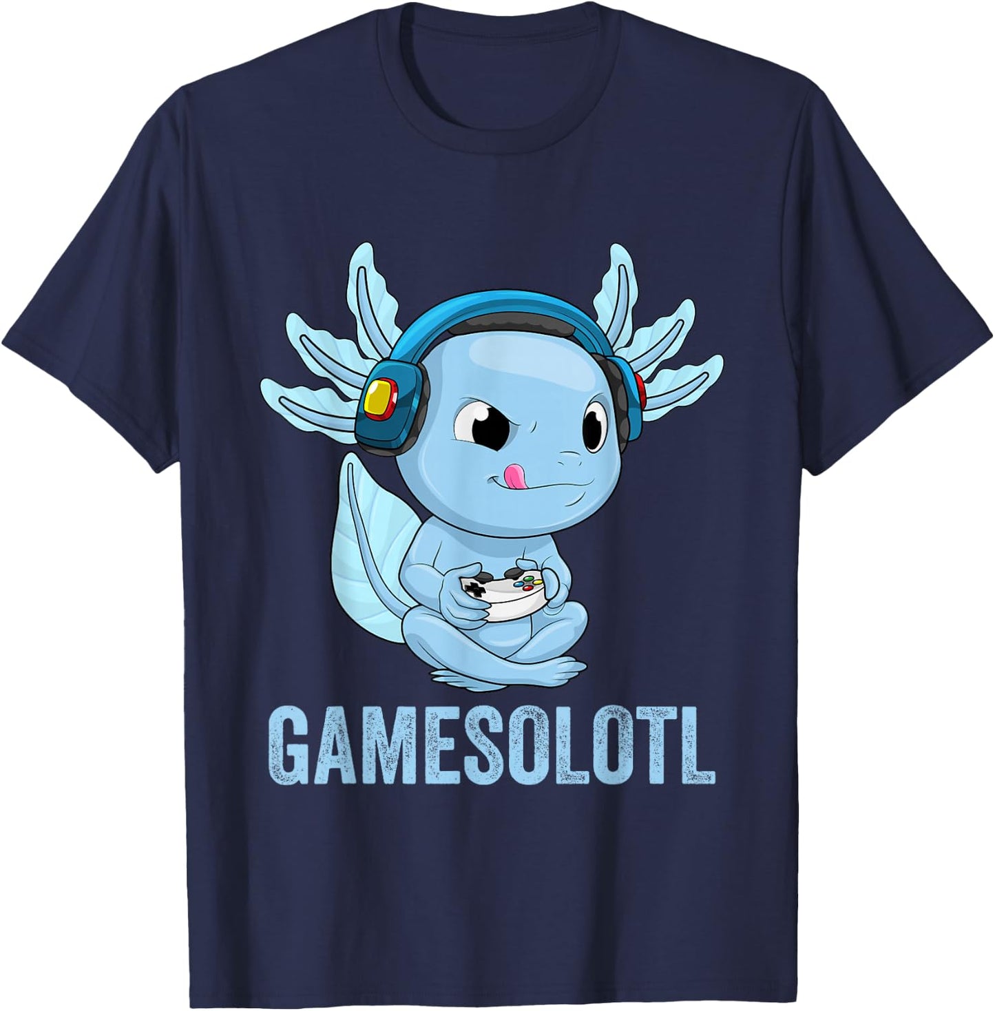 Axolotl Gamer Kawaii Gamer Anime Clothing For Boys T-Shirt - T-Shirt | Navy