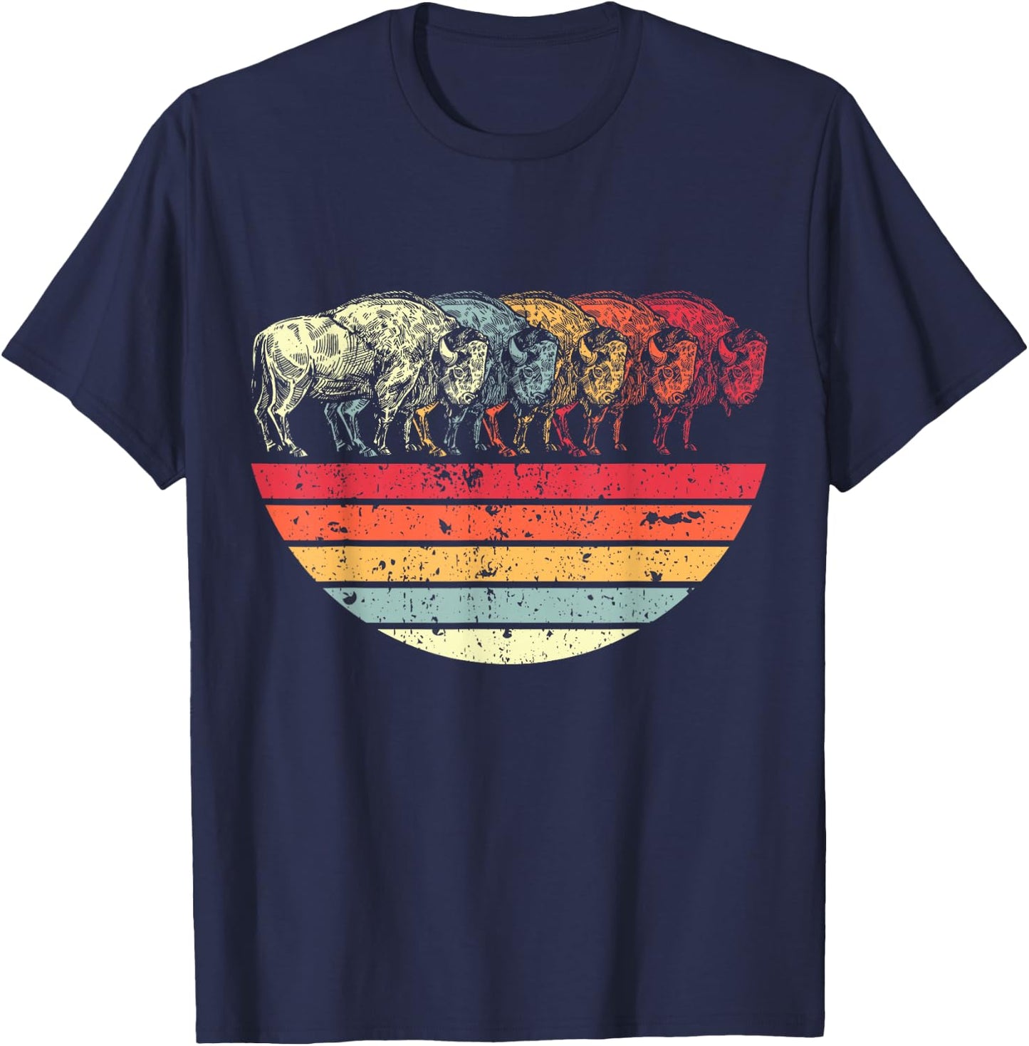 Retro Buffalo T-Shirt - T-Shirt | Navy