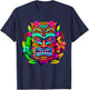 Bright Neon Maui Polynesian Hawaiian Tiki Head Style Design T-Shirt - T-Shirt | Navy