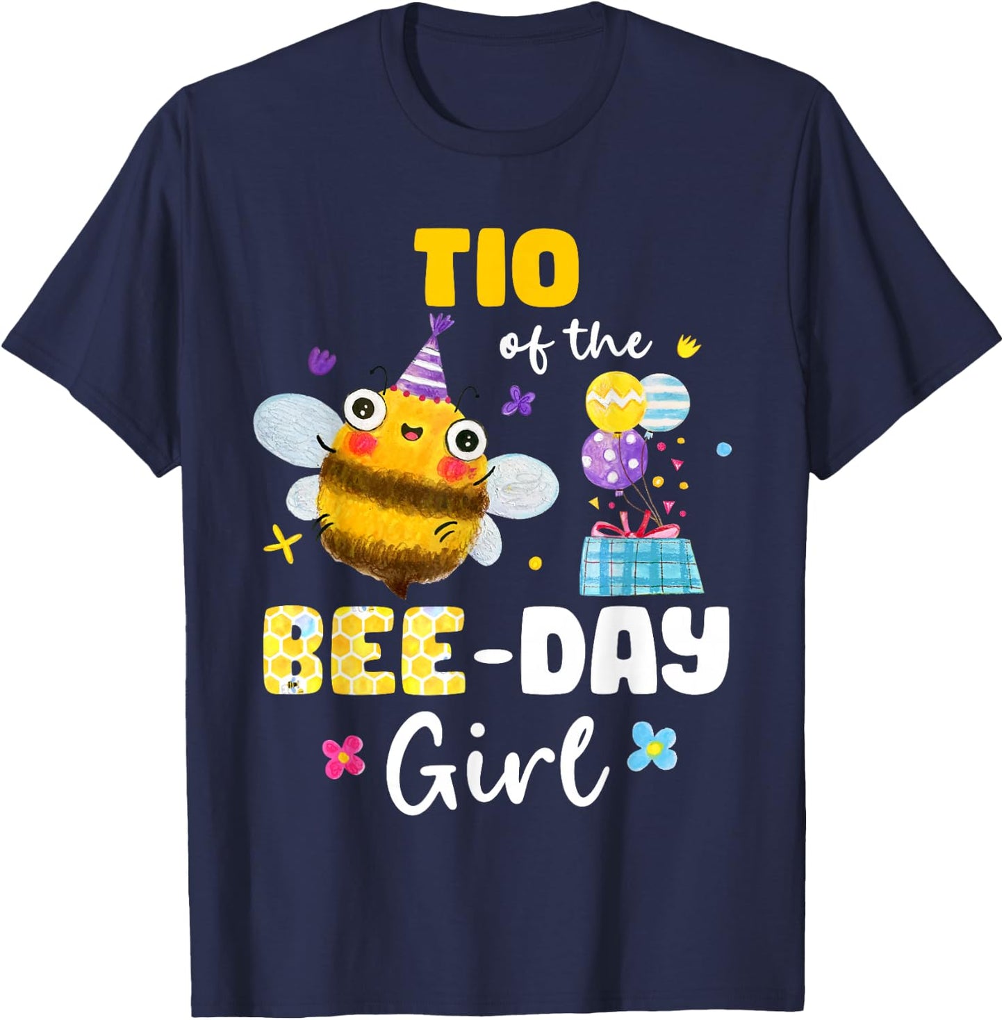 Tio Of Bee-Day Girl Birthday Party Matching Family T-Shirt - T-Shirt | Navy