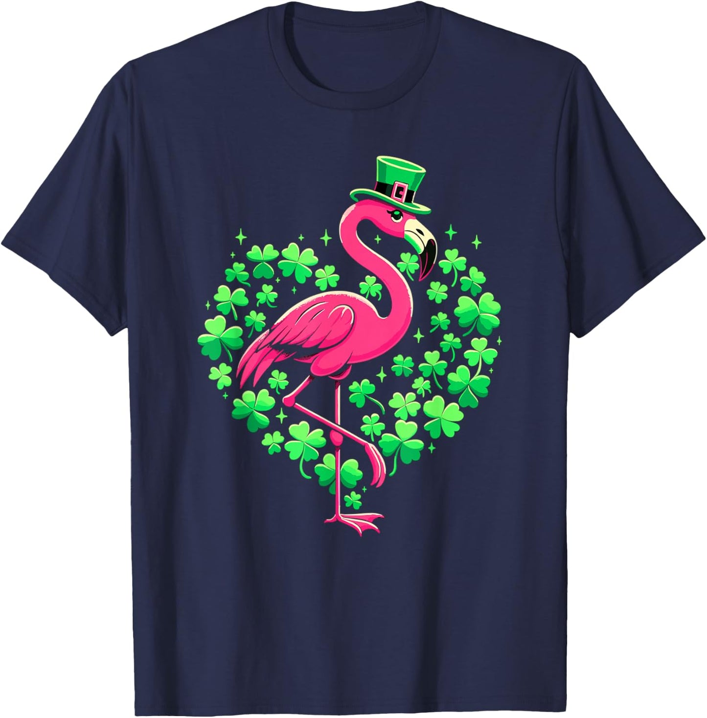 St Patricks Day Irish Flamingo T-Shirt - T-Shirt | Navy