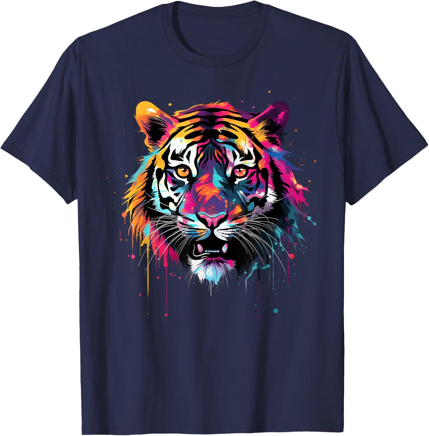 Cool Tiger on Colourful Painted Tiger , black T-Shirt - T-Shirt | Navy