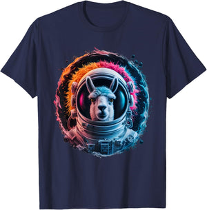 Llama Men Woman Llama Colorful Space Astronaut Llama T-Shirt - T-Shirt | Navy