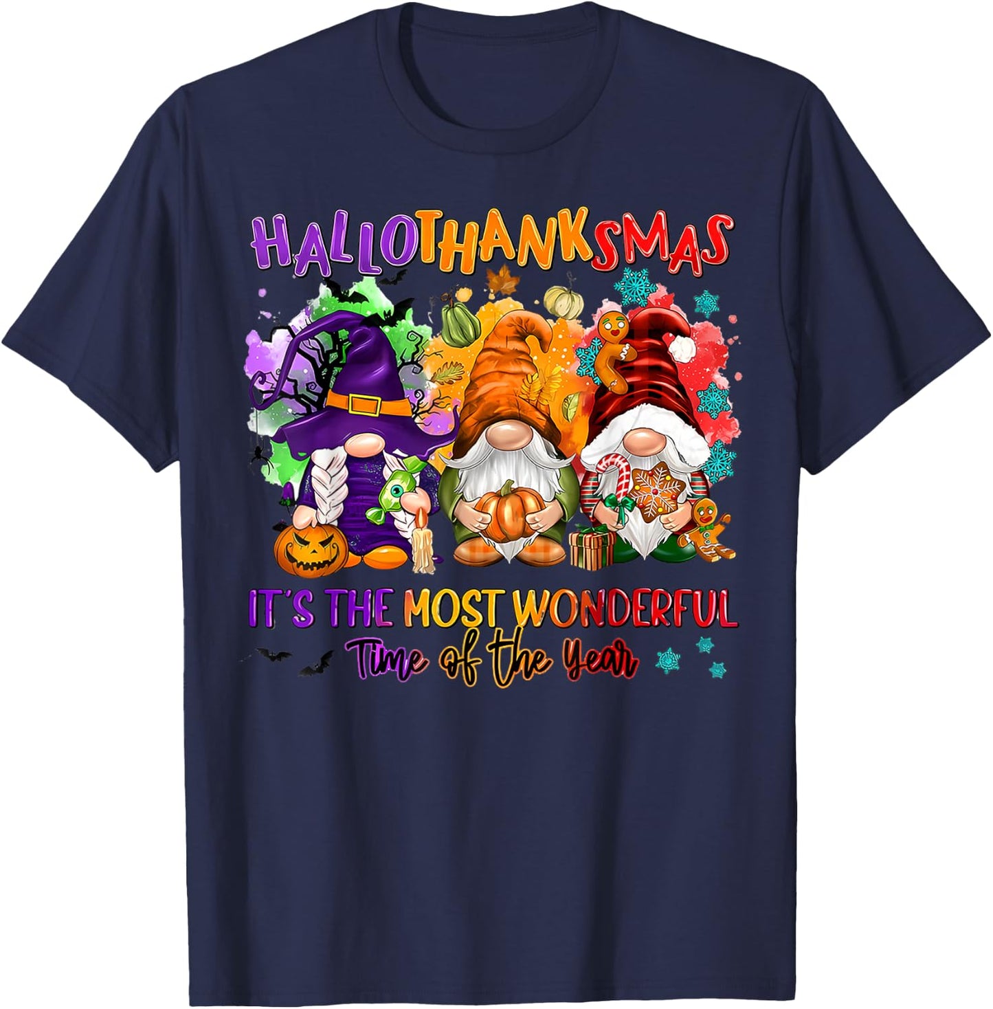 Hallothanksmas It's The Most Wonderful Time Of The Year T-Shirt - T-Shirt | Navy