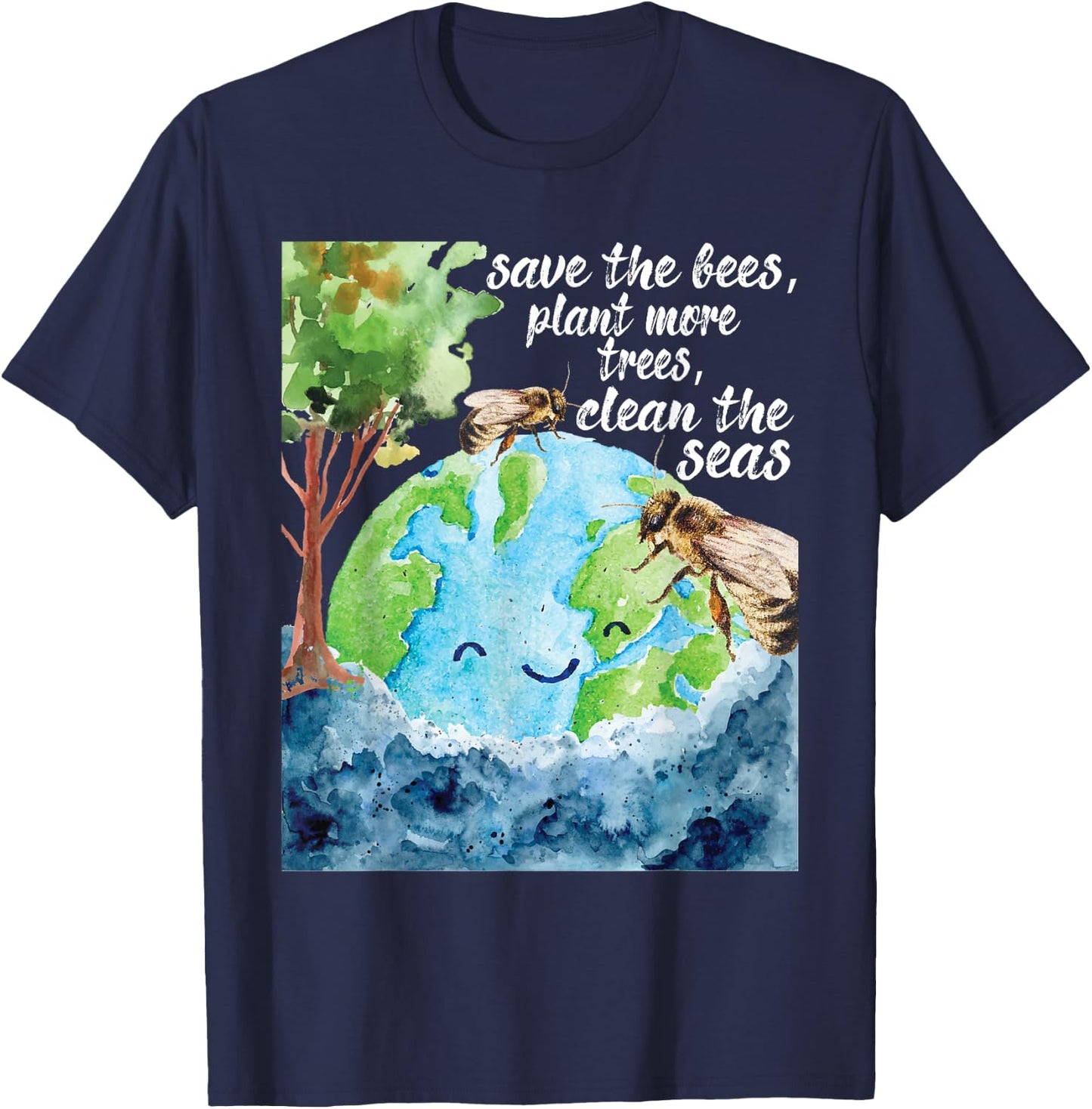 Save The Bees - Environmental Protection Earth Day Climate T-Shirt - T-Shirt | Navy