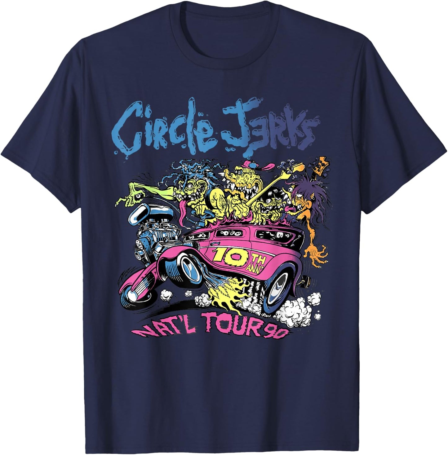 Circle Jerks 91 Tour illustration T-Shirt - T-Shirt | Navy