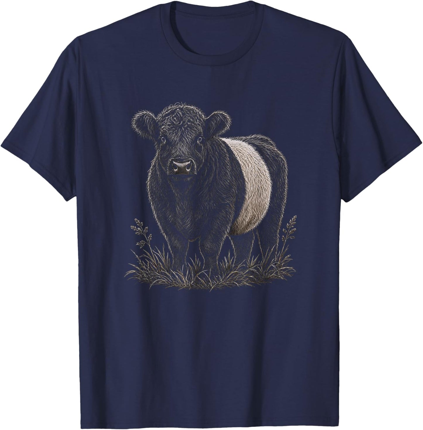 Belted Galloway Cow Graphic Artwork Design T-Shirt - T-Shirt | Navy
