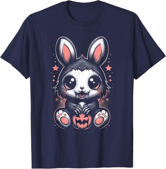 Creepy Cute Bunny Rabbit Alt Goth Grunge Horror Halloween T-Shirt - T-Shirt | Navy