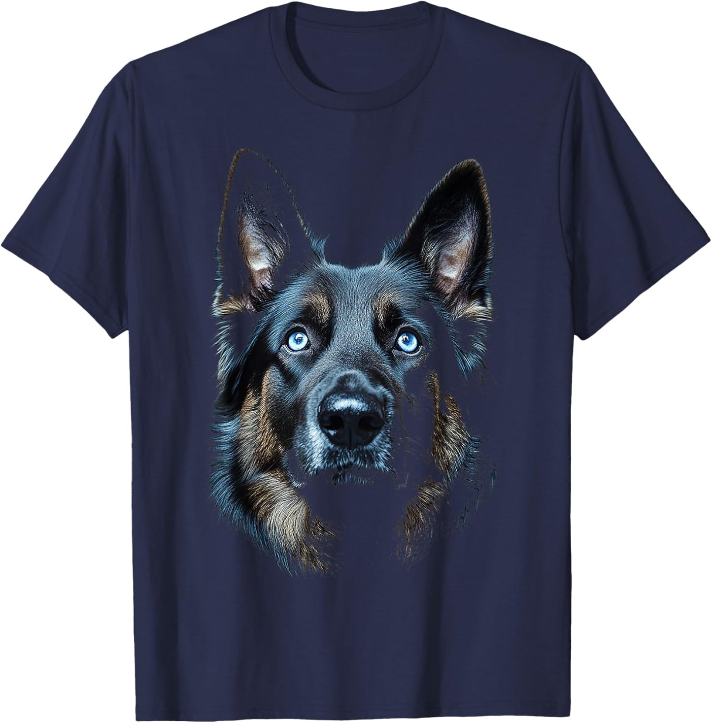 German Shepherd Dog Motif Pet Blue Eyes German Shepherd T-Shirt - T-Shirt | Navy