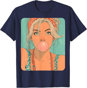 Female Women's Abstract Fashion Designer 90s T-Shirt - T-Shirt | Navy
