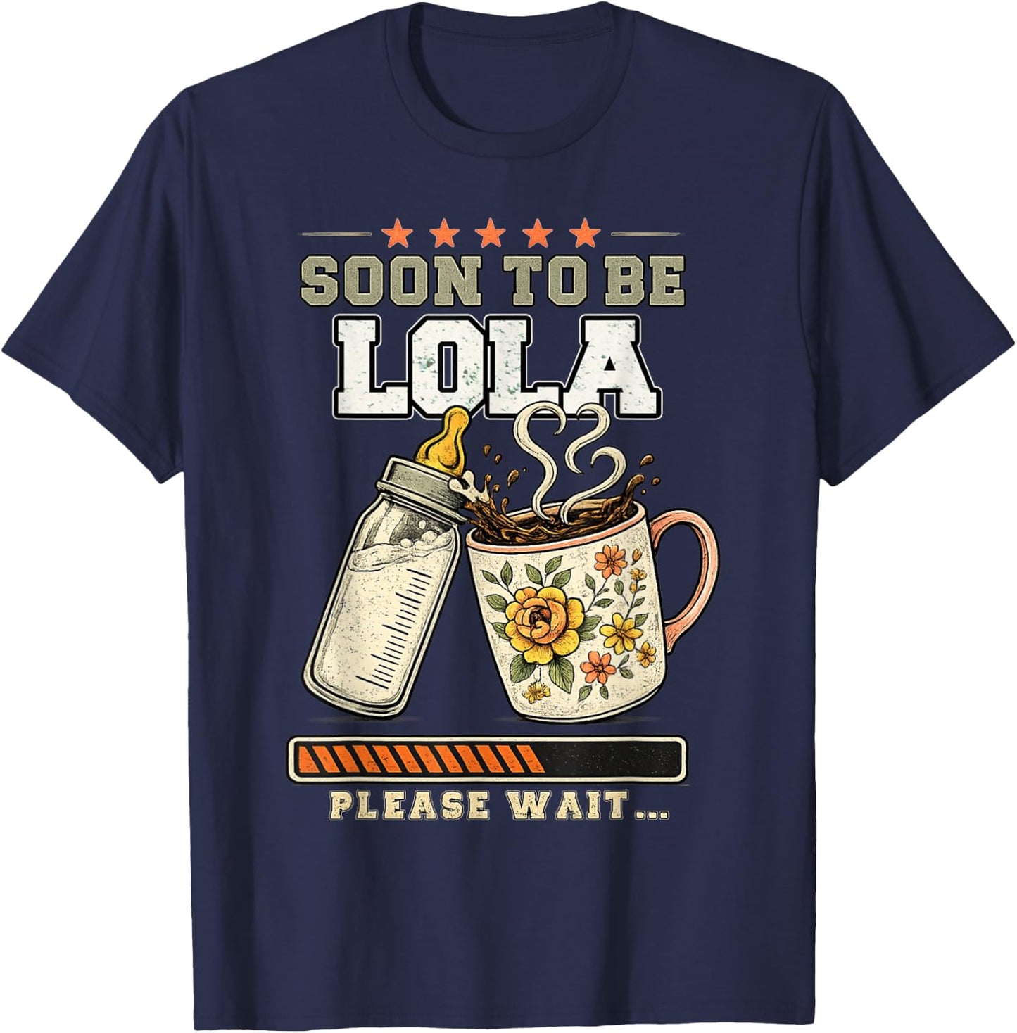 Soon to Be Lola, Expecting Grandmother, Baby Reveal T-Shirt - T-Shirt | Navy