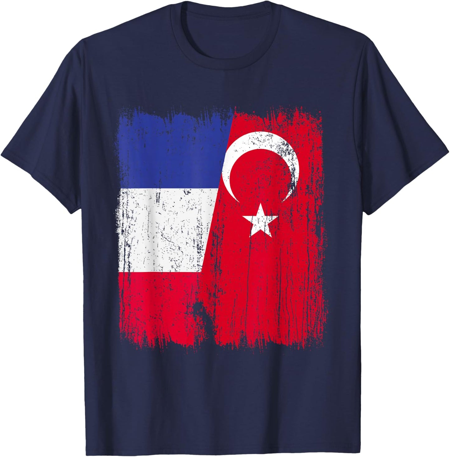 Demi-Drapeau de la France Turquie Turquie T-Shirt - T-Shirt | Navy