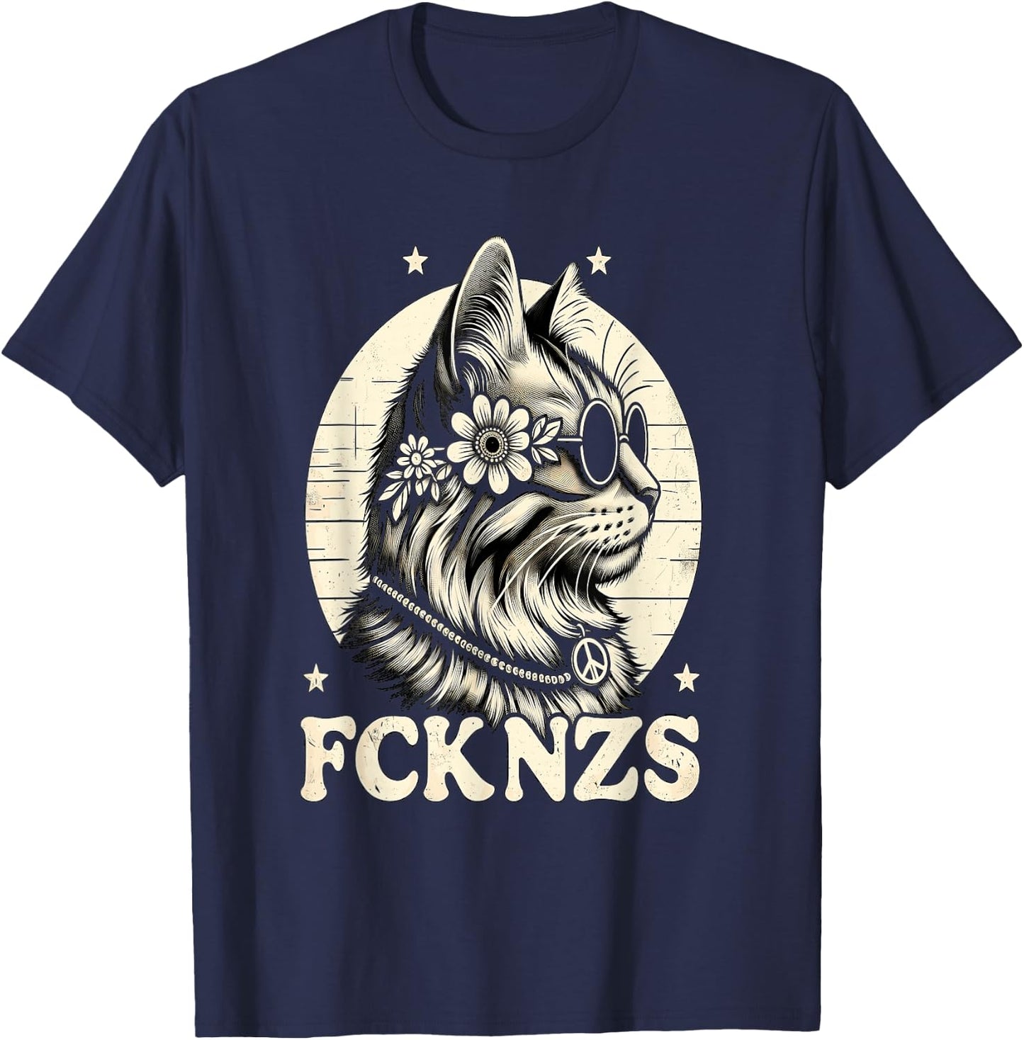 FCK NZS Cute Cat , black T-Shirt - T-Shirt | Navy