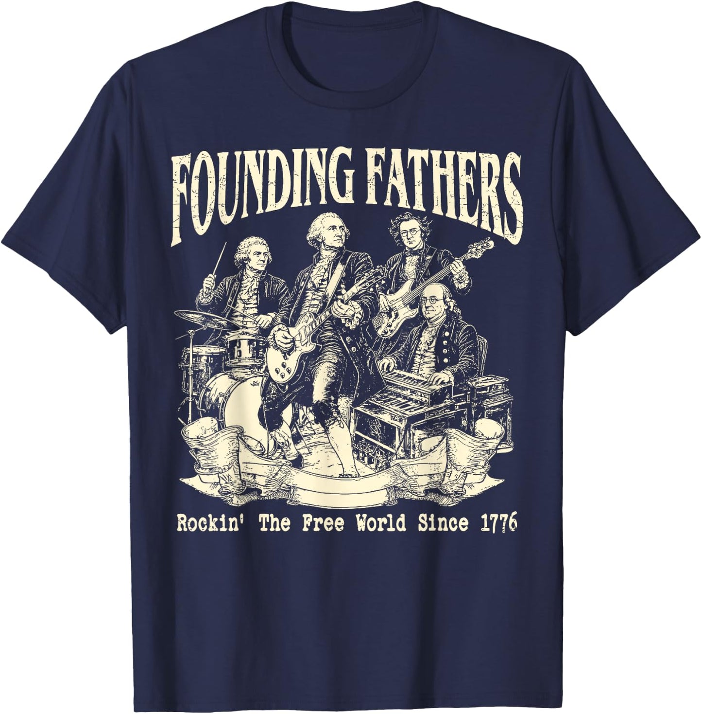 Founding Fathers Fan Club Est 1776 250 Years 4th of July T-Shirt - T-Shirt | Navy