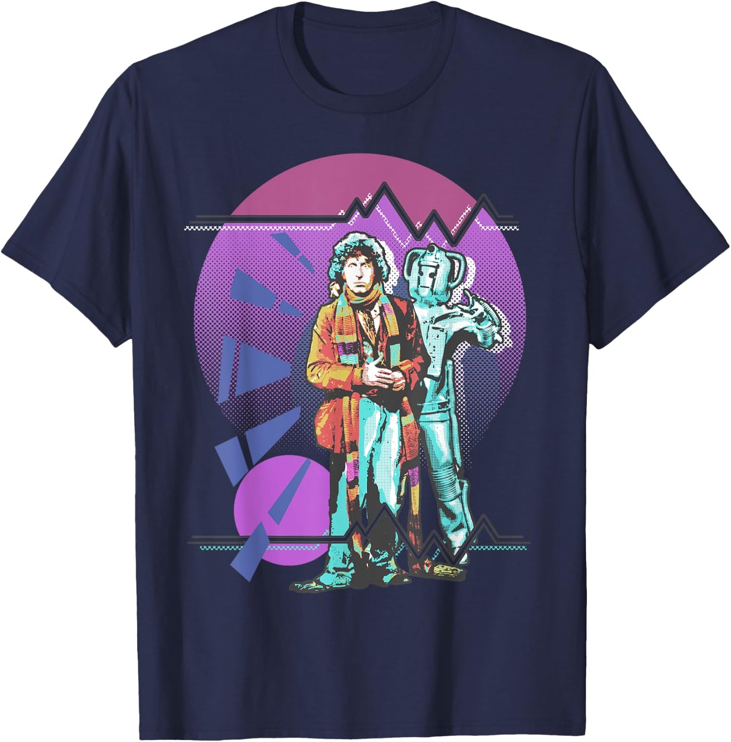 Pop Art 4th Doctor Baker Cosmic Time Travel Fan T-Shirt - T-Shirt | Navy