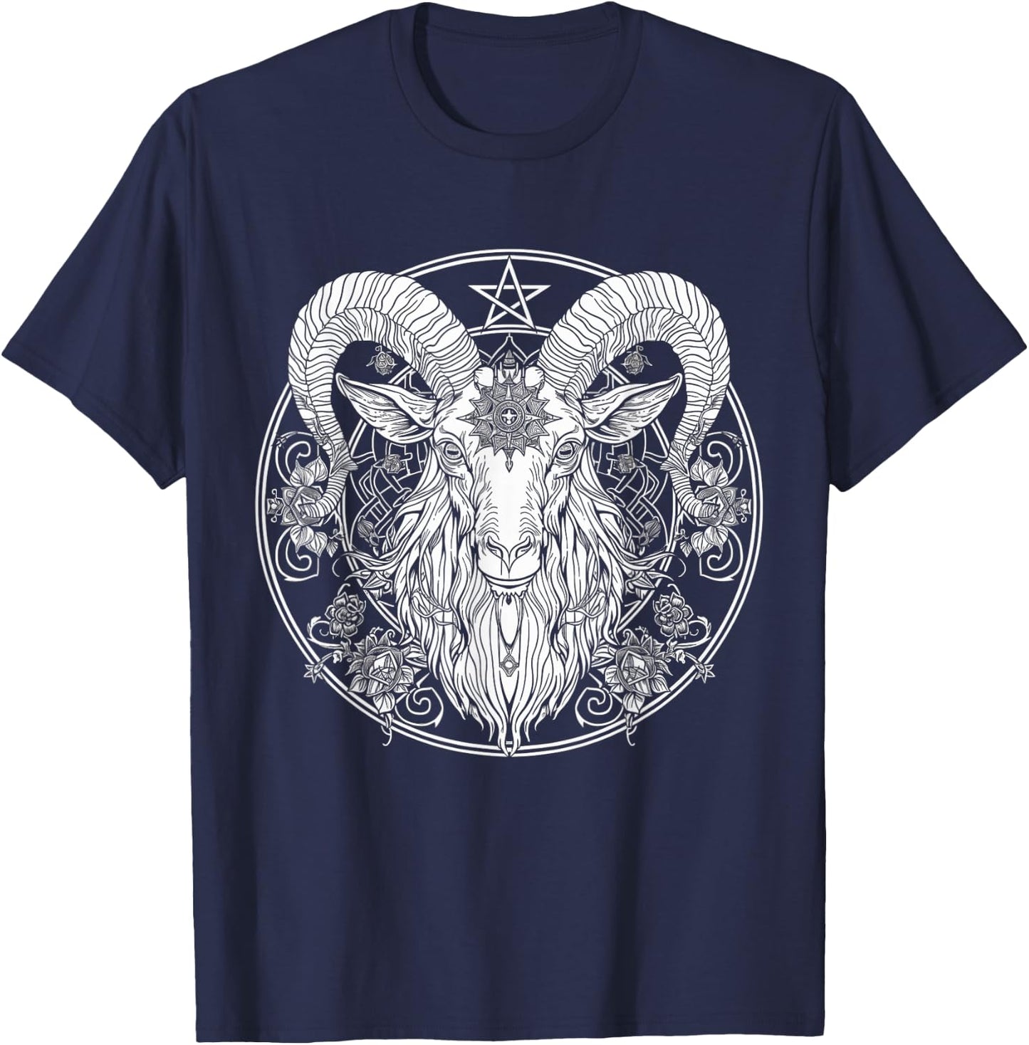Baphomet Goat Pentagram Satanist Halloween Metal Head T-Shirt - T-Shirt | Navy