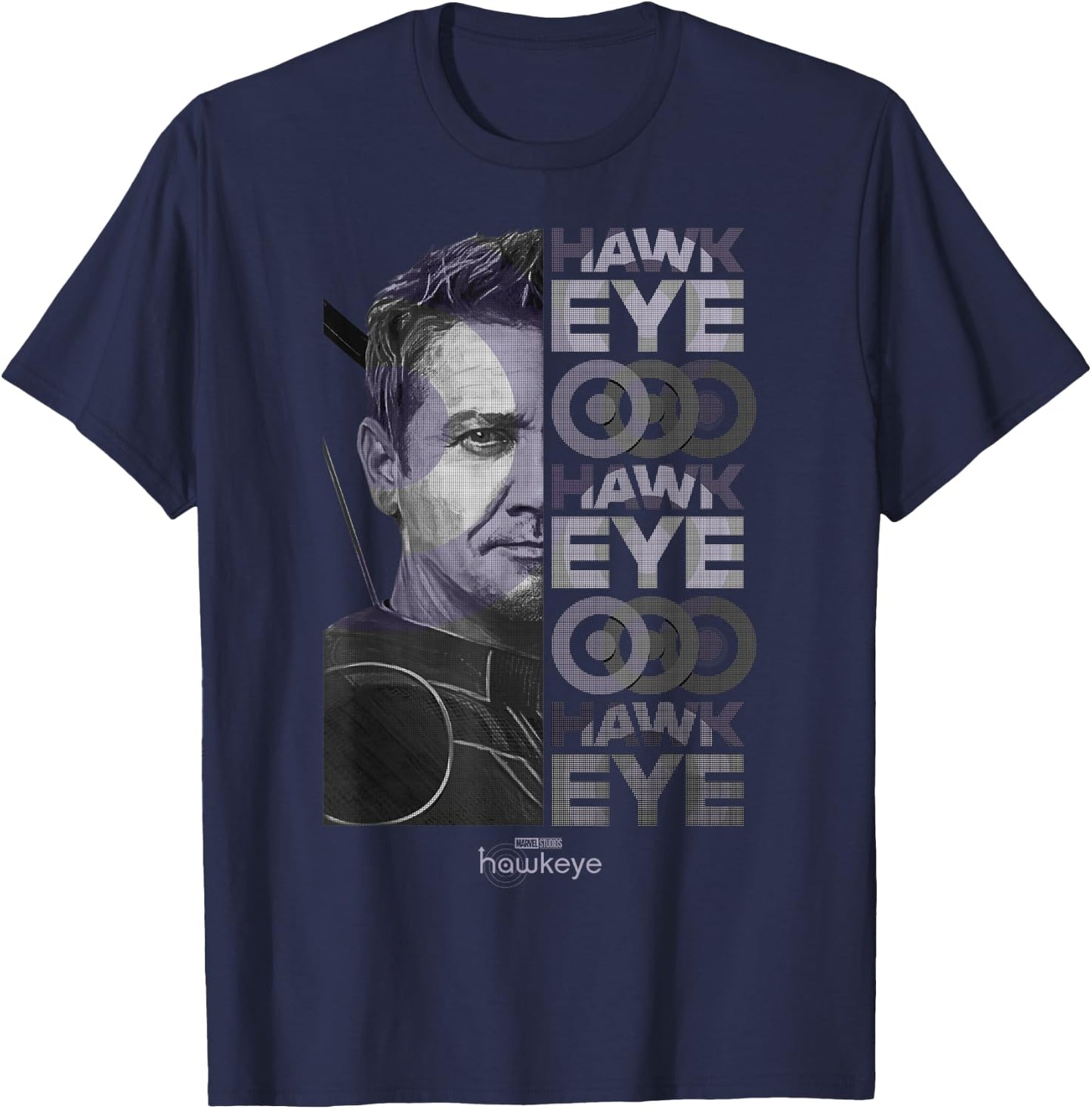 Marvel Hawkeye Half Face Split Design T-Shirt - T-Shirt | Navy