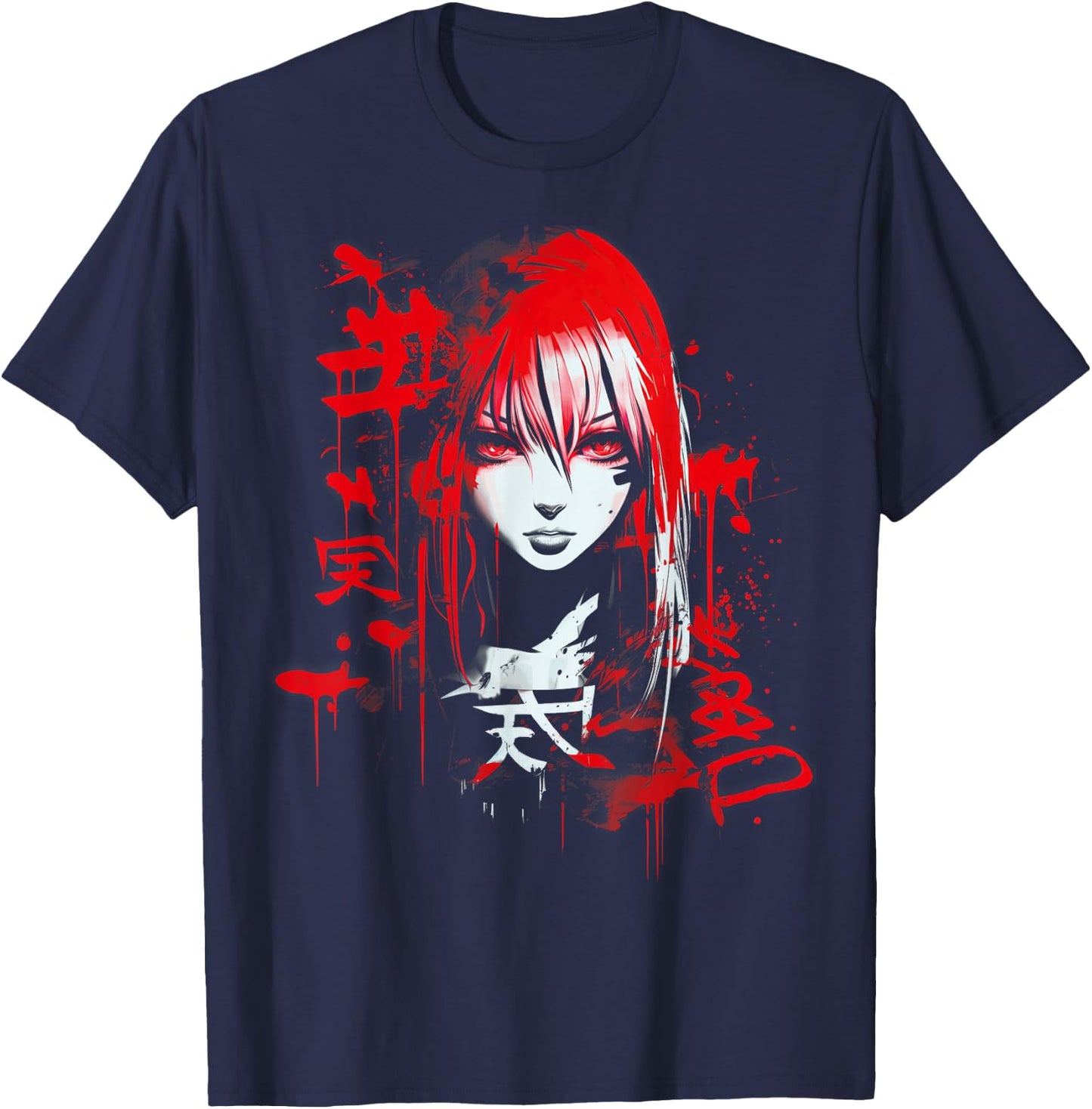 Anime Goth Girl Aesthetic Dark Pastel Edgy Manga , black T-Shirt - T-Shirt | Navy