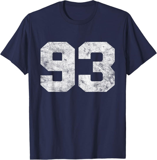 Vintage Lucky Number 93 Birthday Sports Player Team Athlete T-Shirt - T-Shirt | Navy