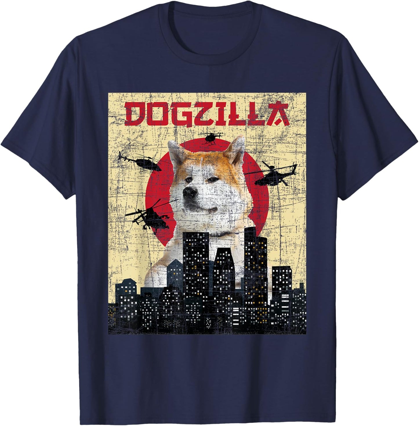 Dogzilla - Japanese Akita Dog Lover Canine Pet Owner T-Shirt - T-Shirt | Navy