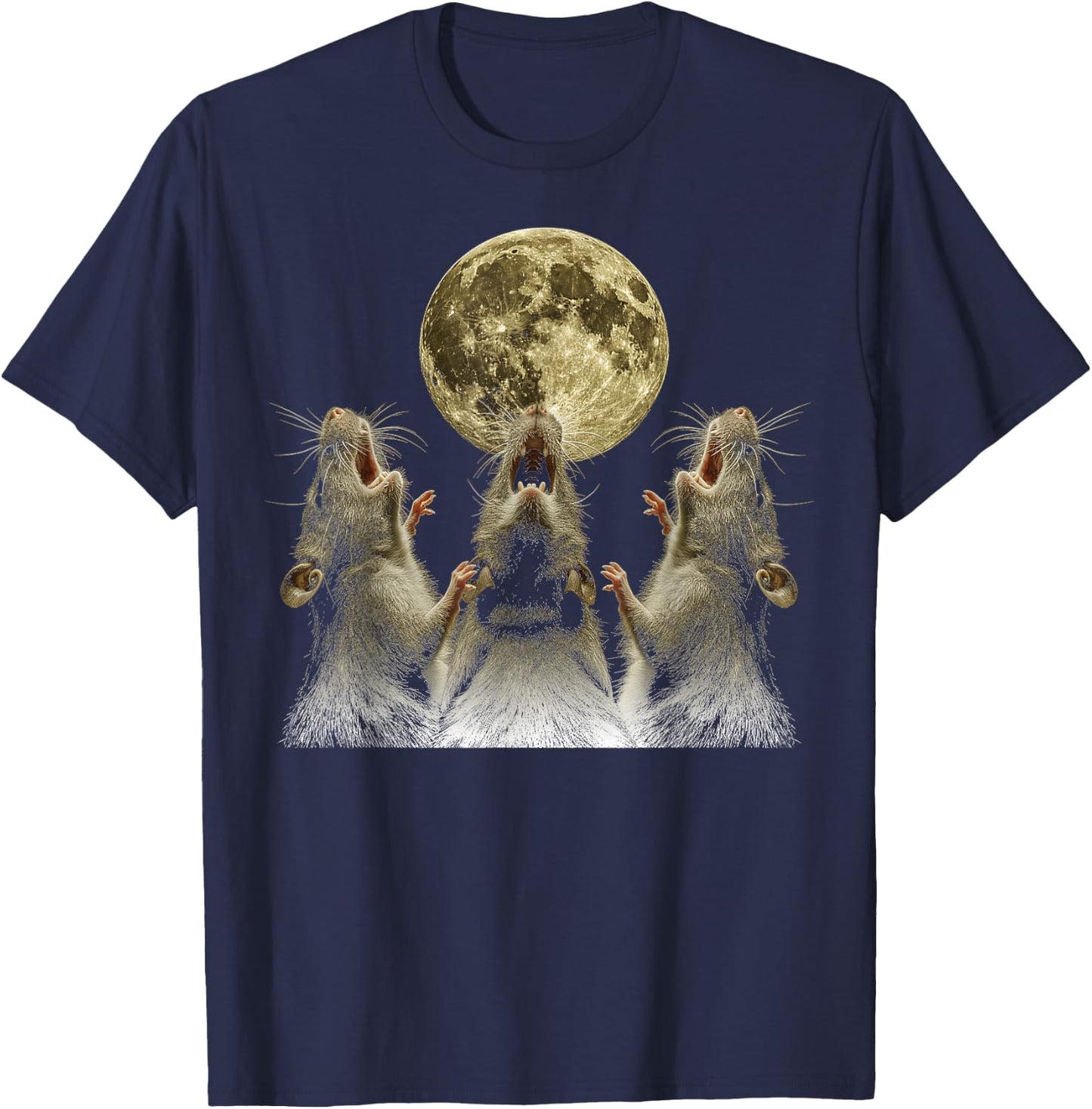 Rat Mouse Howling Moon T-Shirt - T-Shirt | Navy