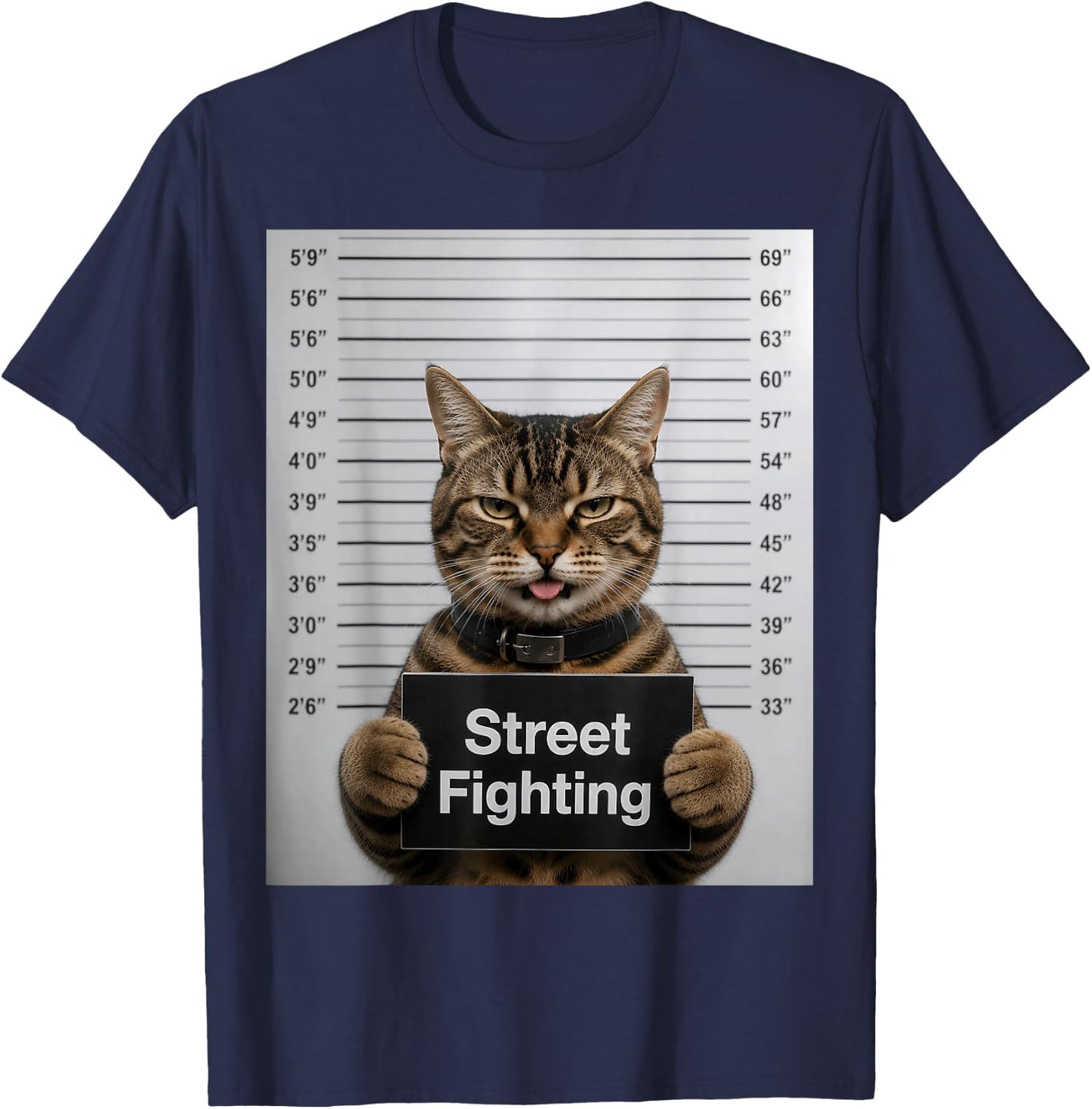 Street Fighting Funny Cat Humor for Kitten Pet Lovers T-Shirt - T-Shirt | Navy
