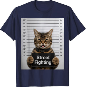 Street Fighting Funny Cat Humor for Kitten Pet Lovers T-Shirt - T-Shirt | Navy