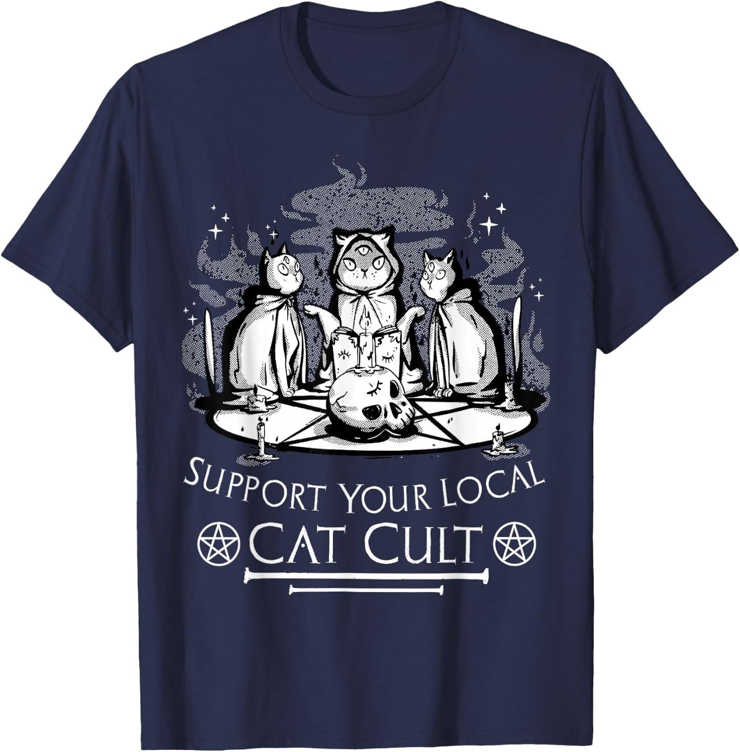 Unterstützen Sie Ihre lokale Katze Kult Gothic Cat T-Shirt - T-Shirt | Navy