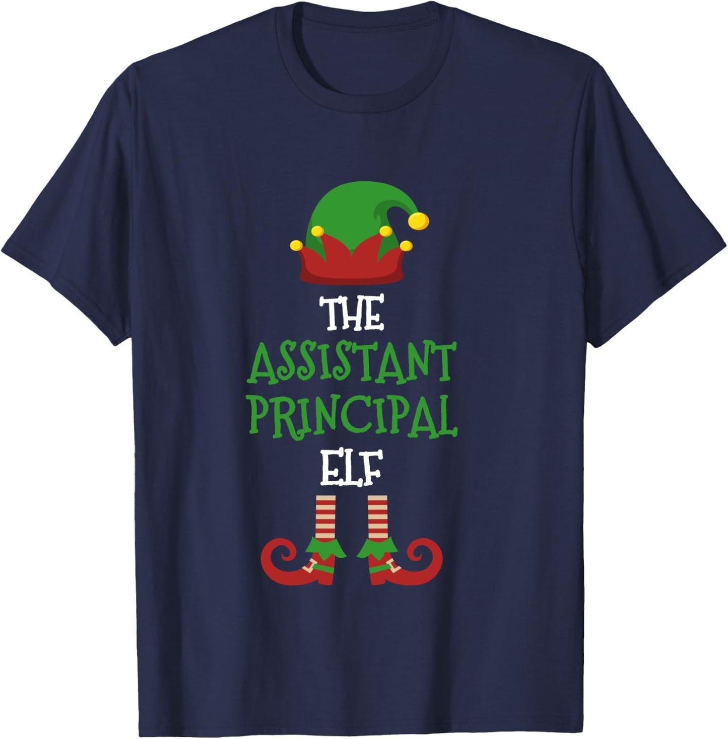 Assistant Principal Elf Matching Pajamas Christmas Teacher T-Shirt - T-Shirt | Navy