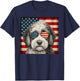 Sheepadoodle 4th of July US American Flag Dog Patriotic T-Shirt - T-Shirt | Navy