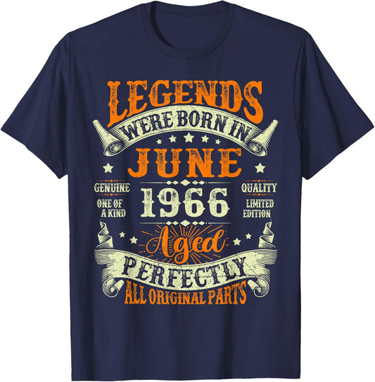 60th Birthday Legends were Born in June 1966 60 Year Old Men T-Shirt - T-Shirt | Navy