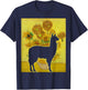Llama Sunflowers Alpaca Van Gogh Llama Painting T-Shirt - T-Shirt | Navy
