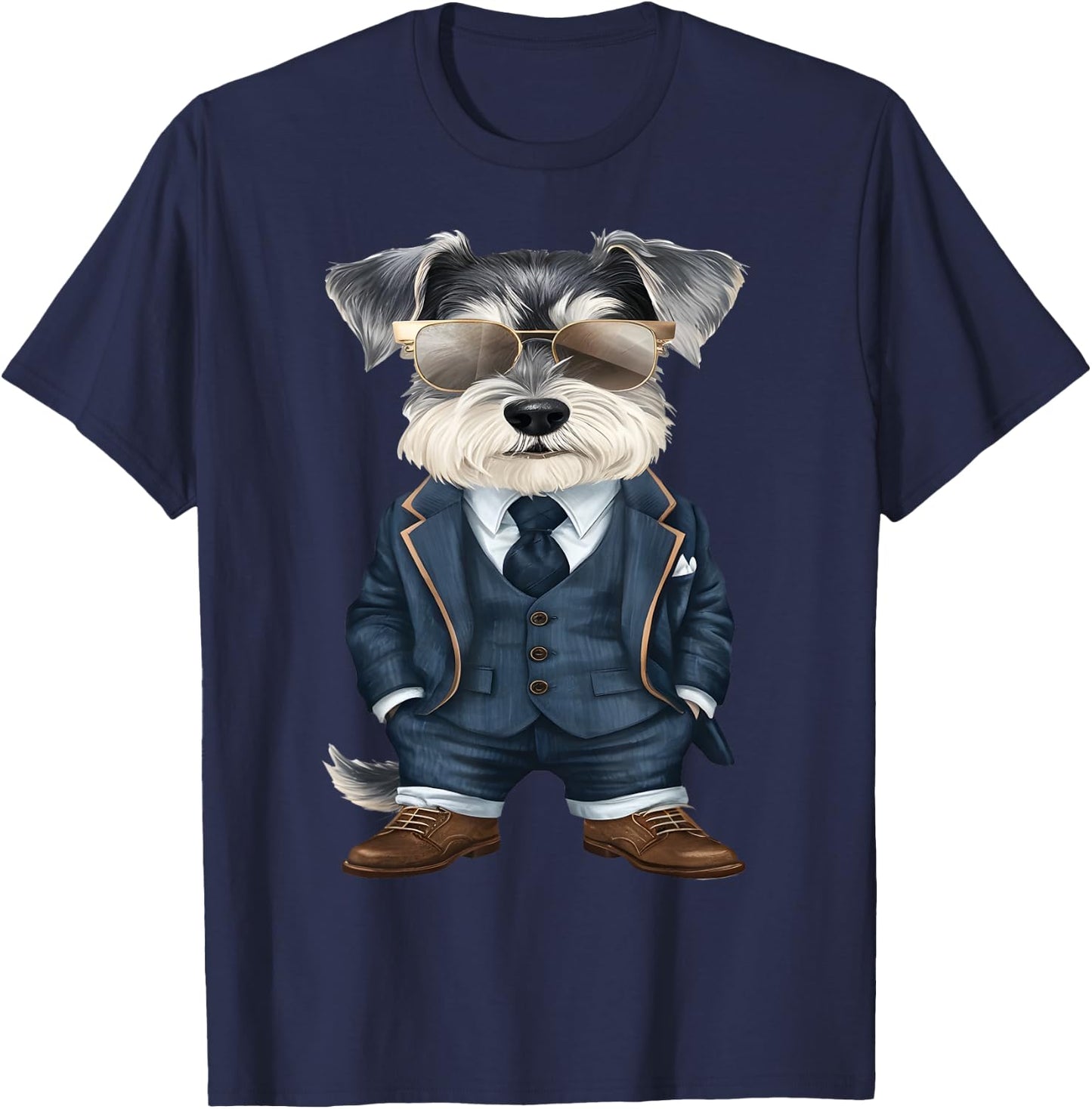 Men Woman Miniature Schnauzer Suit Miniature Schnauzer T-Shirt - T-Shirt | Navy