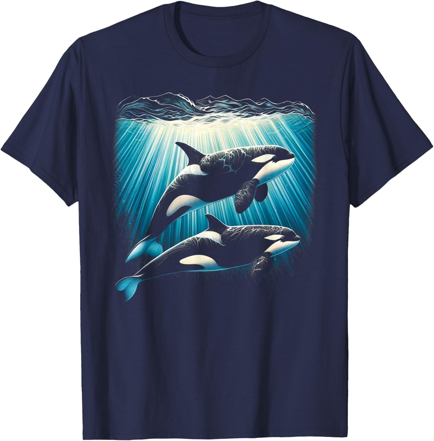 Orca Couple Underwater T-Shirt - T-Shirt | Navy